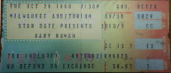 Gary Numan 1980 Milwaukee Auditorium Ticket